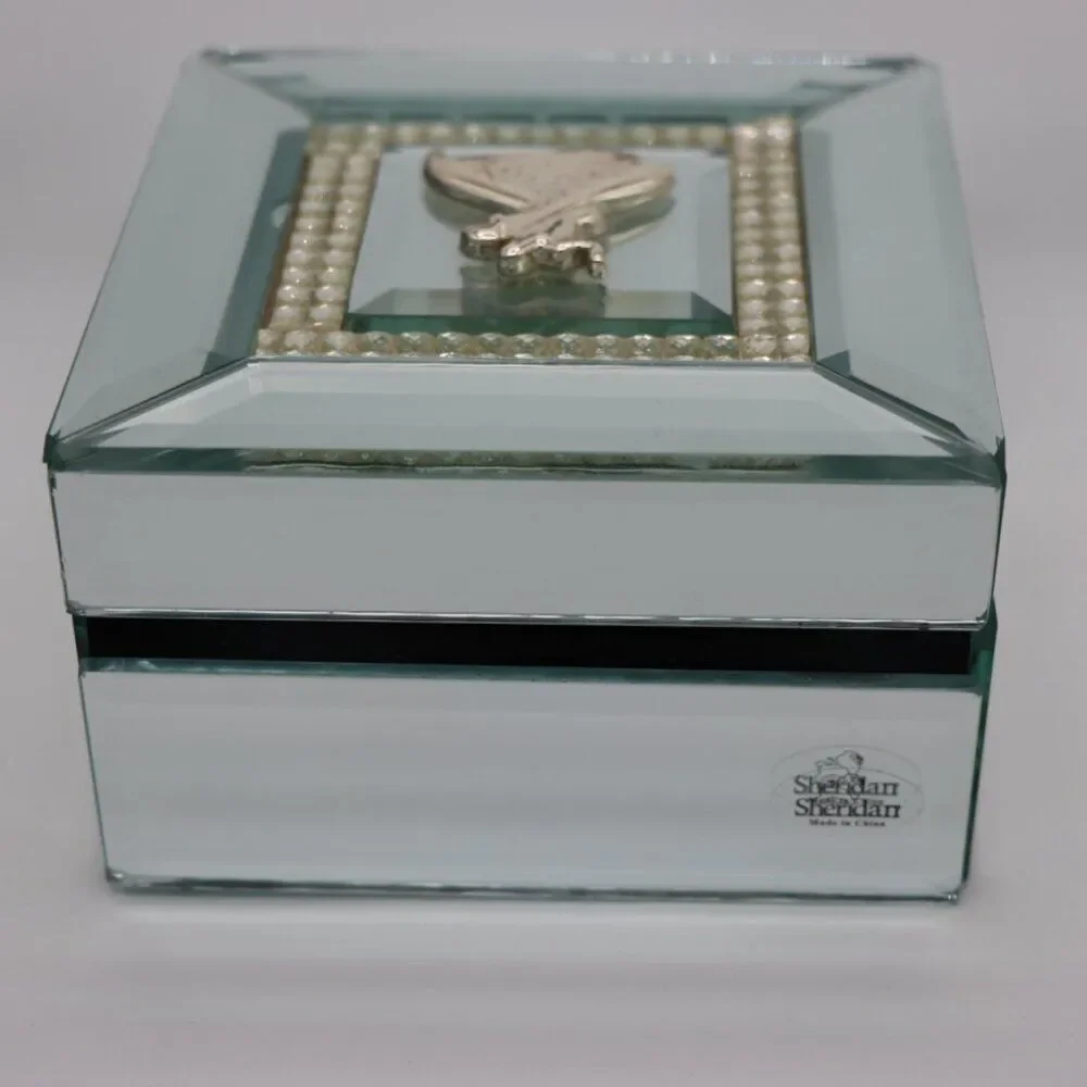 Sheridan jewelry box, delicate mirror glass decorative box with dancing figures